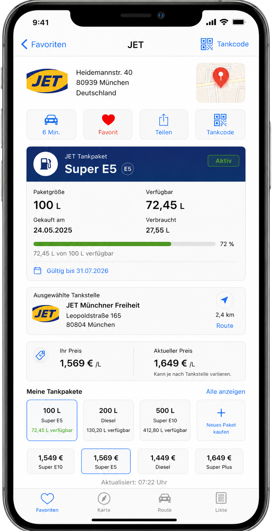 123 Tanken App – JET Tankpaket Super E5